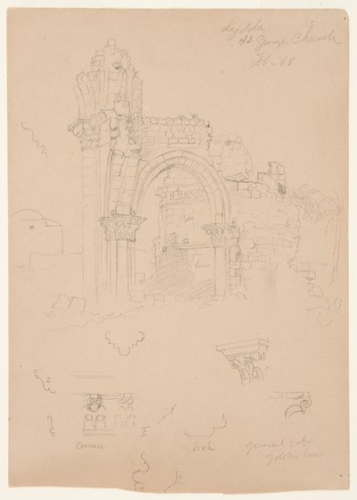 Ruinene av St. George Church, Lydda [dagens Lod] av Frederic Edwin Church