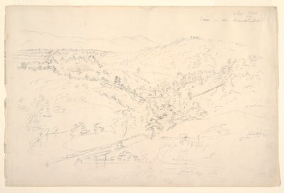 Skisse av et Catskill-landskap (utsikt over Kaanterkill) av Frederic Edwin Church