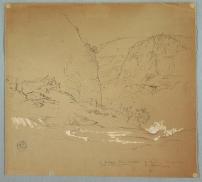 Strøm som fører til kanten av fossen nær Hacienda Chillo, Ecuador av Frederic Edwin Church