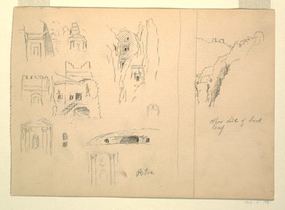 Ti studier av graver og utsikt over steiner, Petra, Jordan av Frederic Edwin Church