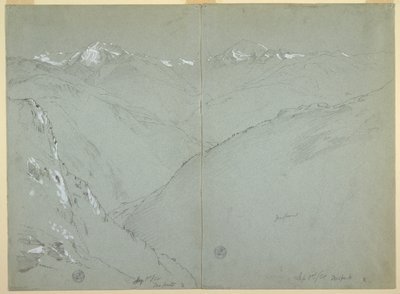 Dallandskap med snødekte topper, Berner Alpene, Sveits, del 1 av Frederic Edwin Church