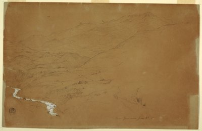 Dal med en bekk og hus, nær Guaranda, Ecuador av Frederic Edwin Church