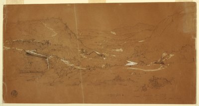 Dal med bro og hus, nær Guaranda, Ecuador av Frederic Edwin Church