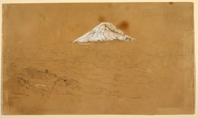 Utsikt over det snødekte fjellet Chimborazo nær Guanojo og Guaranda, Ecuador av Frederic Edwin Church