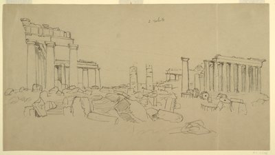 Utsikt over Parthenon og omliggende ruinfragmenter fra Vesten, Athen, Hellas av Frederic Edwin Church