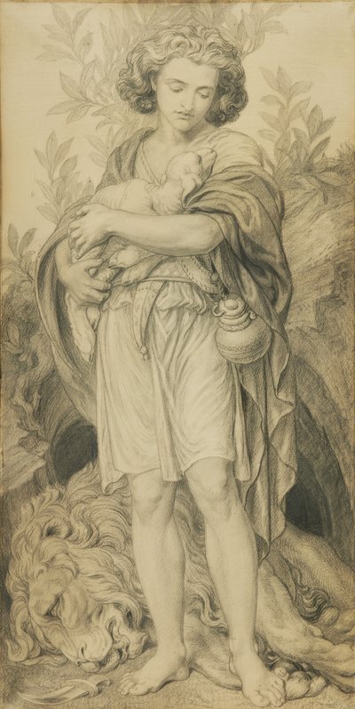 Søsterlig hjelp (blyant på papir) av Frederic James Shields