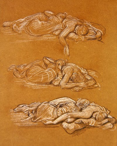 Cymon og Iphigenia (svart-hvitt kritt på papir) av Frederic Leighton