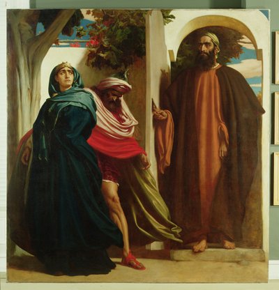 Jesabel og Akab møtt av Elijah, ca. 1862-3 av Frederic Leighton
