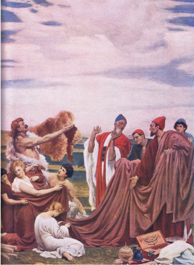 Føniciske handelsmenn ved kysten av Storbritannia (farge litho) av Frederic Leighton
