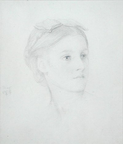 Portrett av May Sartoris (1845-1925) 1854 (blyant på papir) av Frederic Leighton