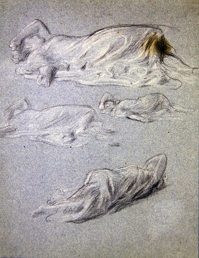 Studie for Cymon og Iphigenia (svart-hvitt kritt på papir) av Frederic Leighton
