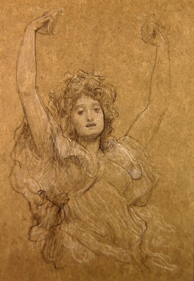 Studie av en dansende jente (svart-hvitt kritt på papir) av Frederic Leighton