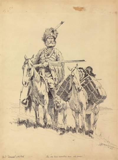 En gammel fjellmann med ponniene sine, 1888 av Frederic Remington
