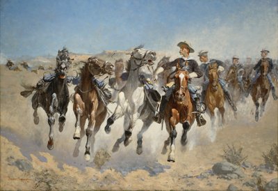 Demontert: The Fourth Troopers Moving the Led Horses, 1890 av Frederic Remington