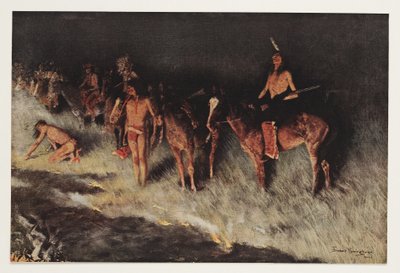 Fire on the Prairie, fra Colliers Weekly, pub.1908 av Frederic Remington