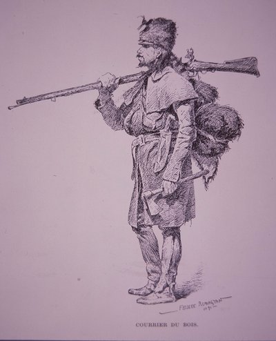 Fransk-Candian pelsfanger Coureur du Bois av Frederic Remington