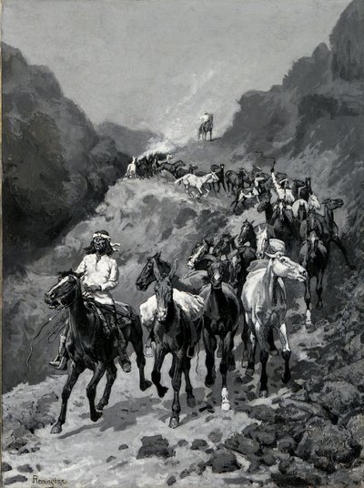 Geronimo and his Band Returning from a Raid into Mexico (olje på lerret) av Frederic Remington