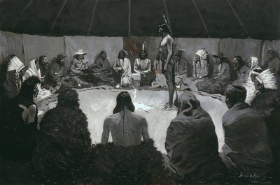 I Will Tell the White Man, ca. 1900 (olje på lerret) av Frederic Remington