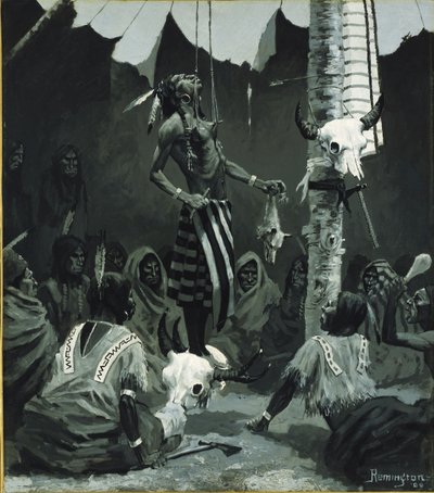 Mandan-innvielsesseremoni av Frederic Remington