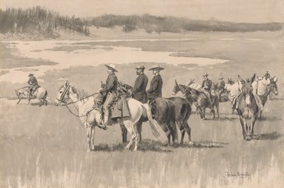 On the Head-Waters--Burgess Finding a Ford, ca. 1893. av Frederic Remington