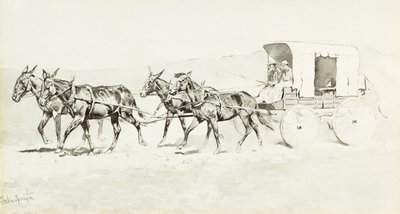 En av Williamsons stadier, ca. 1892 (penn og pensel og svart blekk og kinesisk hvit på papir) av Frederic Remington