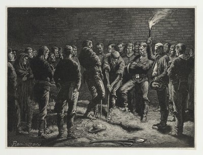 Apache-kampanjen - begravelse av Hatfields menn, fra Harpers Weekly, pub. 1886 av Frederic Remington