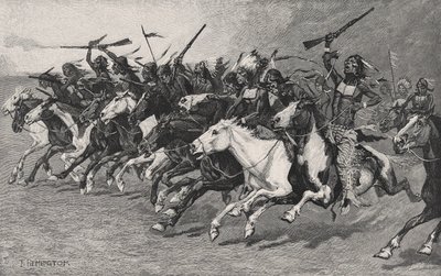 Ladningen på solpolen av Frederic Remington