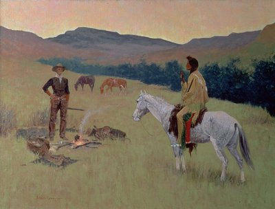 The Conversation, or Dubious Company (olje på lerret) av Frederic Remington
