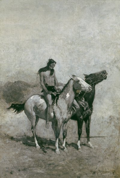Ild-eteren slengte offeret sitt over ponnien sin, ca. 1900 av Frederic Remington