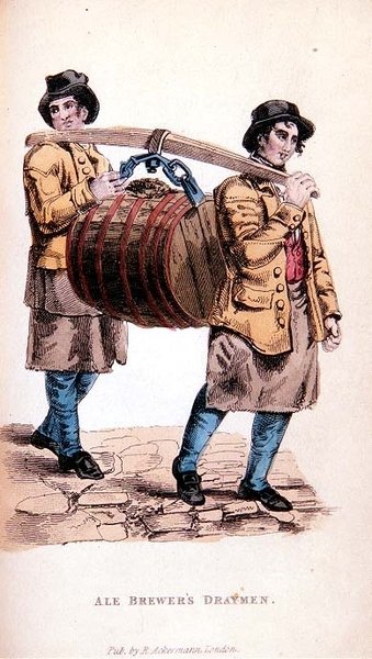 The Ale Brewers Drayman fra Ackermans World in Miniature av Frederic Shoberl