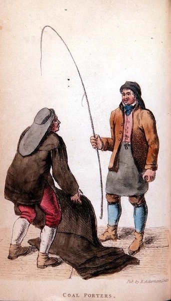 The Coal Porters from Ackermanns World in Miniature, 1800-tallet (farget litho) av Frederic Shoberl