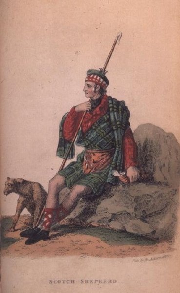 Scotch Shepherd fra Ackermanns World i miniatyr av Frederic Shoberl