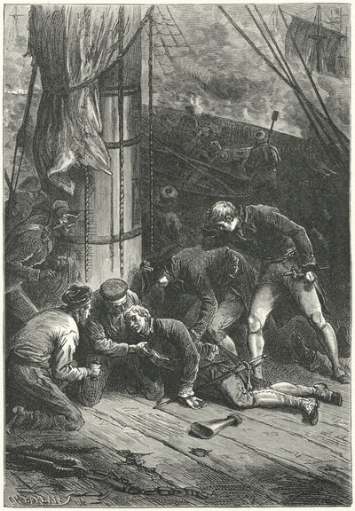 Admiral Lord Nelsons død i slaget ved Trafalgar av Frederic Theodore (after) Lix