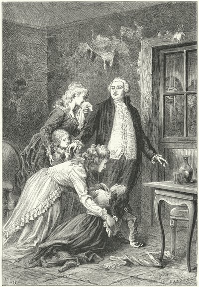 Louis XVI tok farvel med familien før han ble henrettet av Frederic Theodore (after) Lix