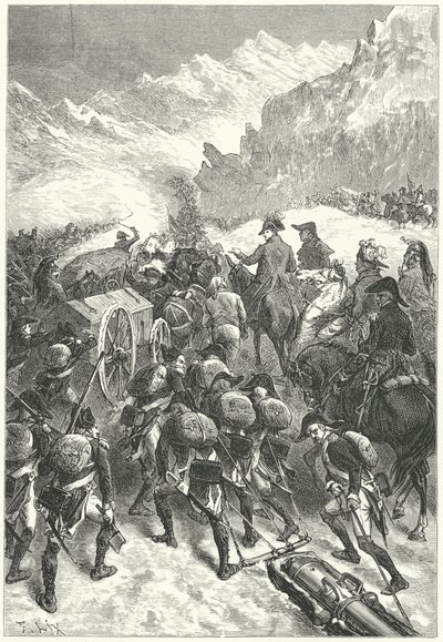 Napoleon leder hæren sin over Alpene av Frederic Theodore (after) Lix