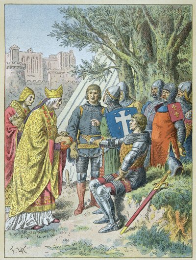 Bertrand Du Guesclin mottok naget han søkte for å beholde Avignon av Frederic Theodore Lix