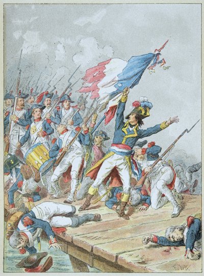 Bonaparte krysset broen d Arcole i november 1796 av Frederic Theodore Lix