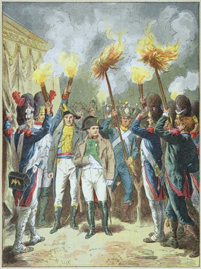Keiser Napolon I hyllet av sine grynt like før slaget ved Austerlitz i 1805. av Frederic Theodore Lix
