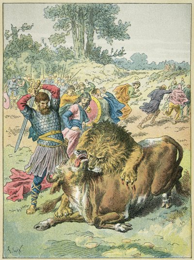 Pepin the Brief på Field of Mars terrasse løven av Frederic Theodore Lix