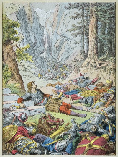 Roland døde i slaget ved Roncesvalaux av Frederic Theodore Lix