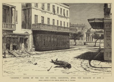 Øde, hjørnet av Rue des Soeurs, Alexandria, etter massakren 11. juni av Frederic Villiers