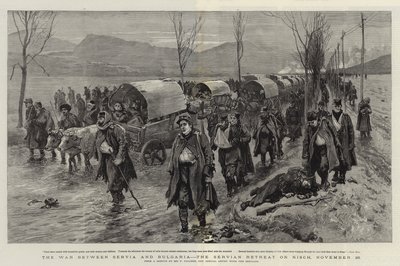 Krigen mellom Serbia og Bulgaria, den serbiske retretten på Nisch, 26. november av Frederic Villiers