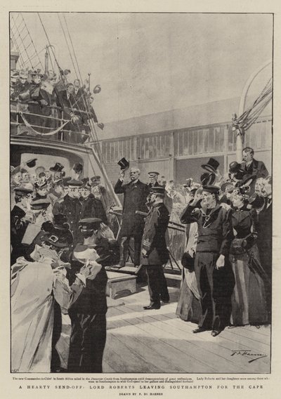 En hjertelig avvisning, Lord Roberts forlater Southampton til Kapp av Frederic de Haenen