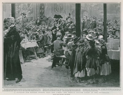 En bankett for Ragged skolegutter og -jenter (litho) av Frederic de Haenen