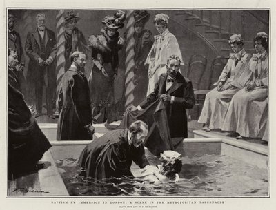 Dåp ved fordypning i London, en scene i Metropolitan Tabernacle av Frederic de Haenen