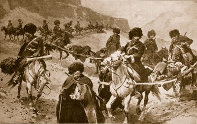 Cossack ambulance Convoy i fjellene i Kaukasia, 1914-19 av Frederic de Haenen