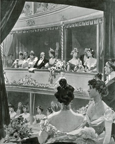 Kong Edward VII og familie på Covent Garden av Frederic de Haenen