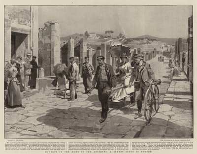 Moderna i de gamles hjem, en gatescene i Pompeii av Frederic de Haenen