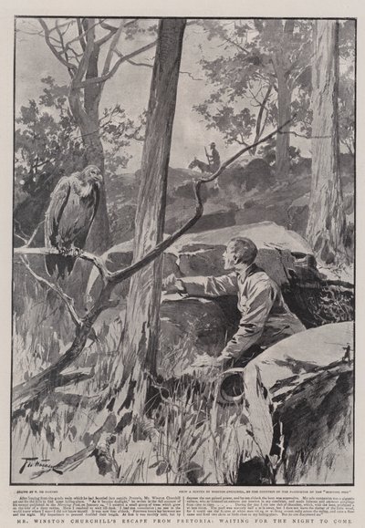 Mr Winston Churchills flukt fra Pretoria, venter på at natten skal komme av Frederic de Haenen