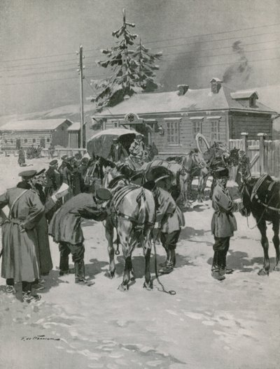 Scene for posthester i Ural av Frederic de Haenen